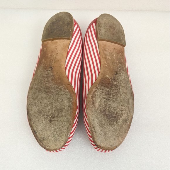 Brooks Brothers Red White Striped Leather Flats 8.5 Cute Date - Picture 9 of 10